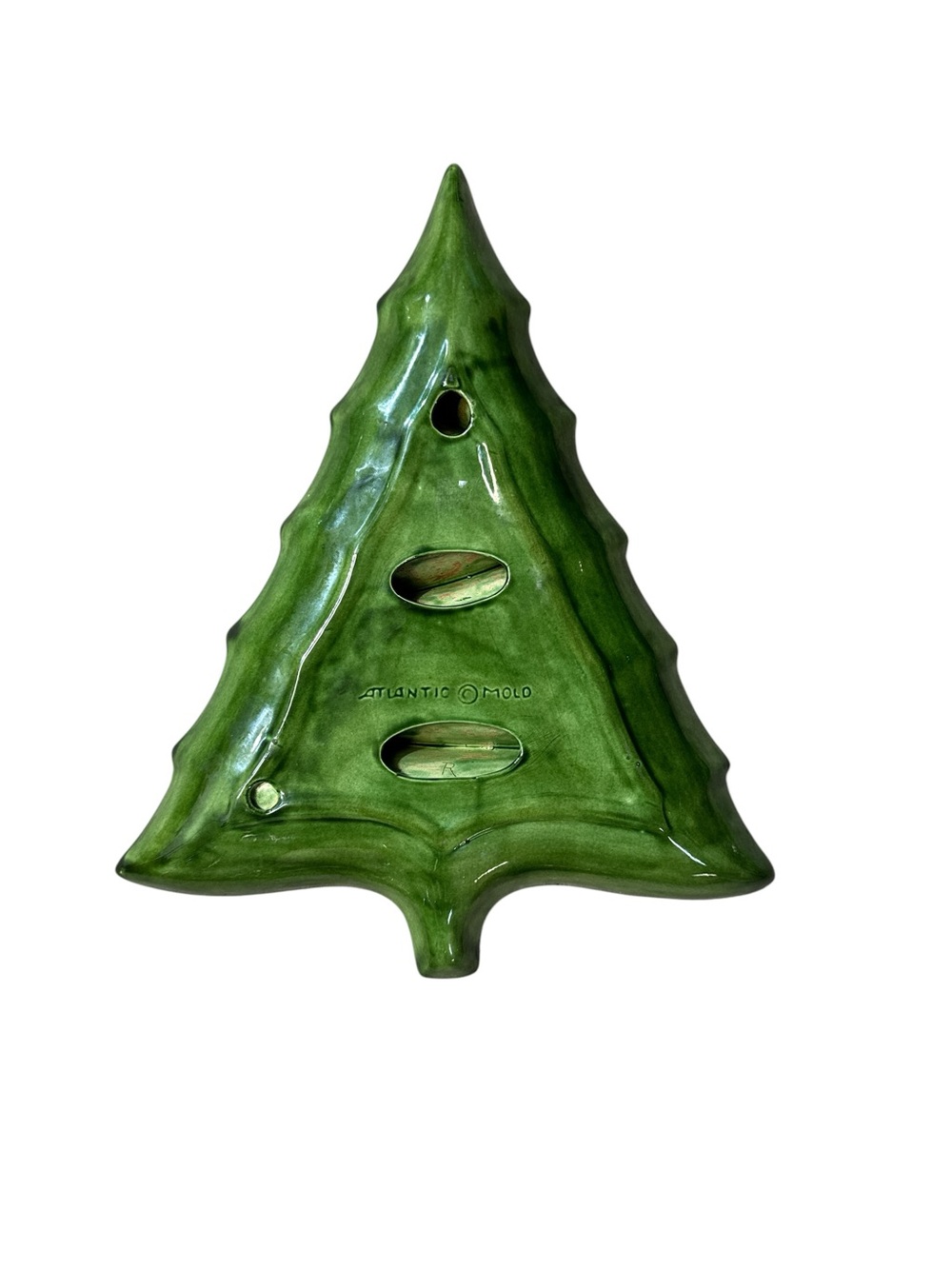 Vintage 1970s Atlantic Mold Ceramic Christmas Tree Divided Serving Platter 15.5” - Picture 5 of 5